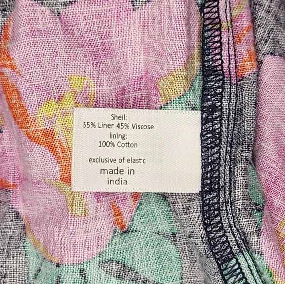 LANE BRYANT Smocked-Back floral Linen blend Midi Dress, size 14